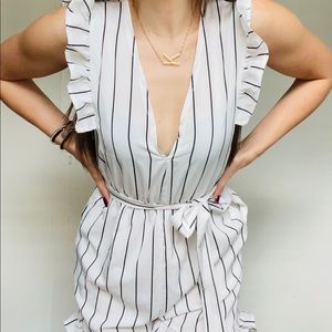 White and black shein romper
